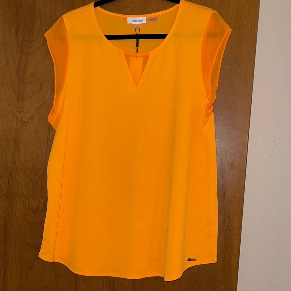 NWT CALVIN KLEIN ORANGE BLOUSE SIZE LARGE